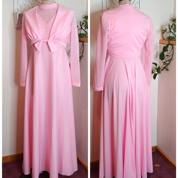 Vintage Pink Maxi Dress with Jacket - Picture 1 of 12